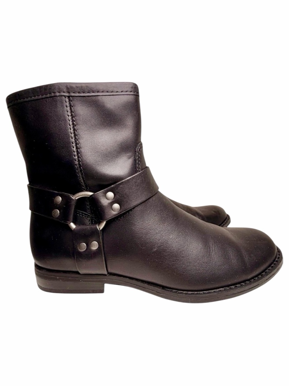 House of Harlow 1960 Portia Black Leather Harness Moto Ankle Boots Size 8